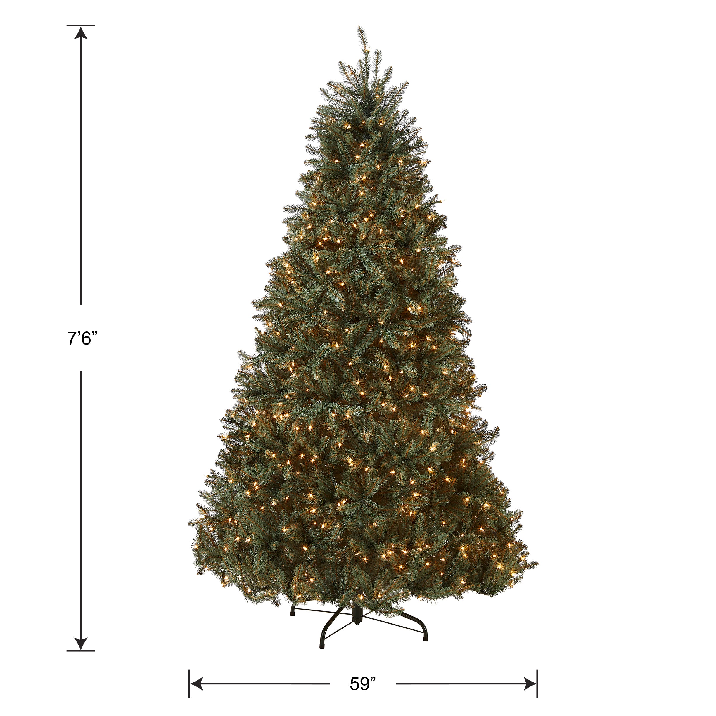 7.5 ft Pre-Lit Dunhill Fir Artificial Christmas Tree with 600 Clear LED Lights - Perfect for Home, Office, and Holiday Decorations