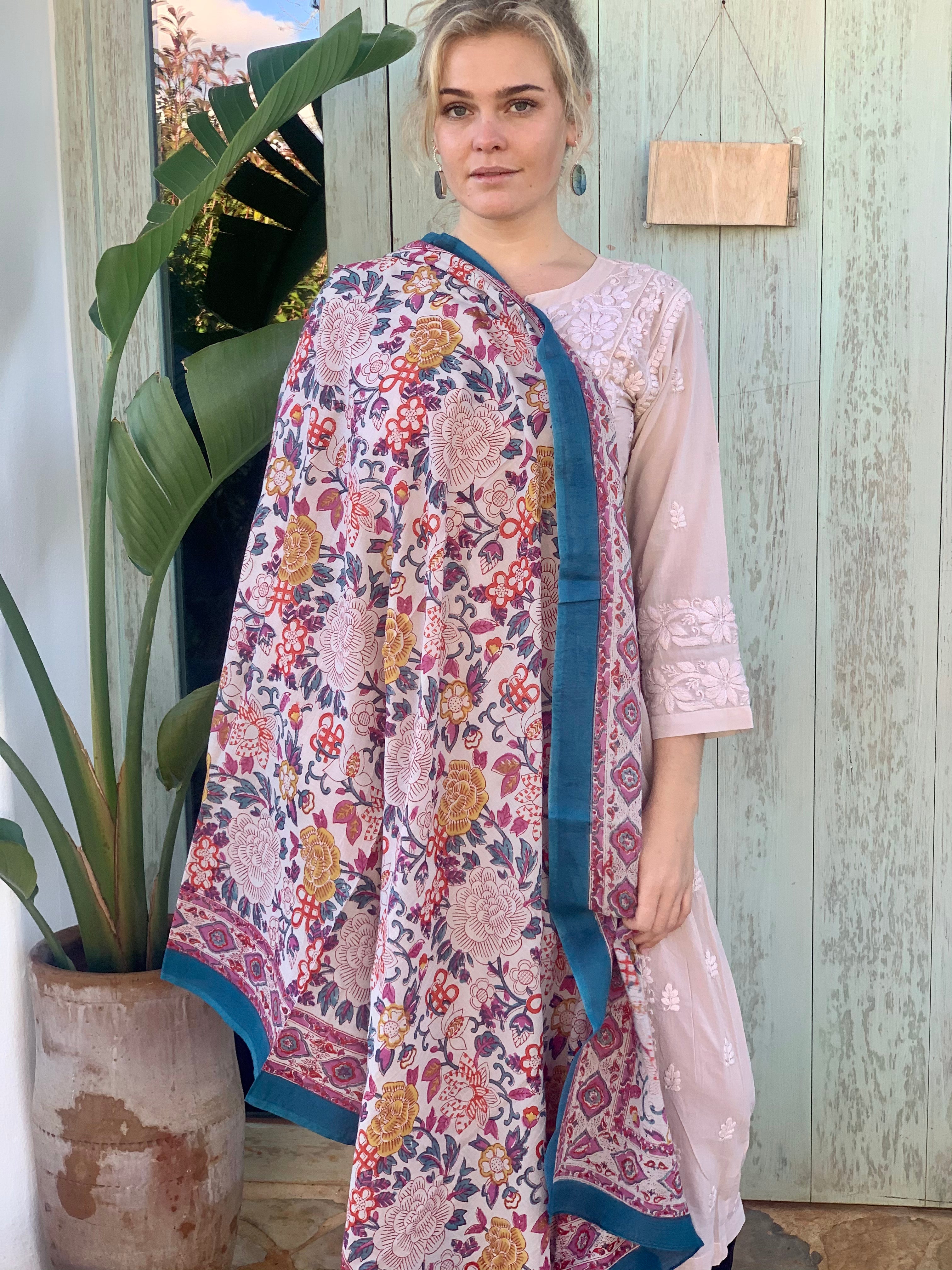 Stylish Block Print Cotton Sarong Pareo Shawl - New Collection for Beach, Pool, and Summer Fashion