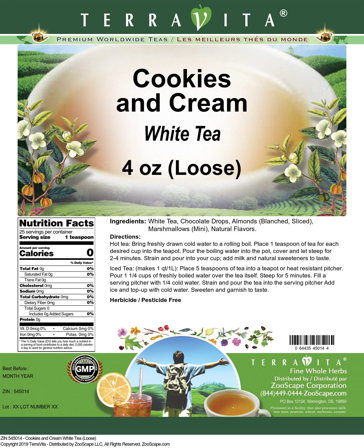 Premium Cookies and Cream White Loose Leaf Tea - 4 oz (3 Pack) | ZIN: 545014 | Perfect for Afternoon Relaxation & Dessert Pairing