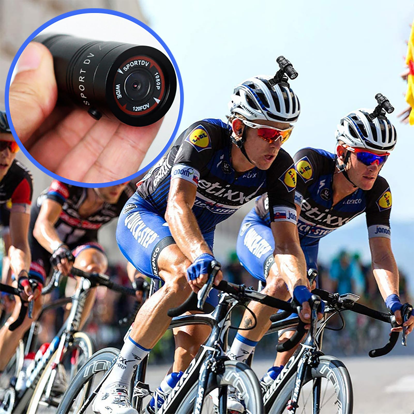 Yunseity Helmet Camera for Bicycle & Motorcycle - 1080P HD Sports Action Camera with 120° Wide Angle, Built-in Mic, Waterproof - Includes Helmet Mount & Strap - Perfect for Cycling, Motorcycling & Extreme Sports