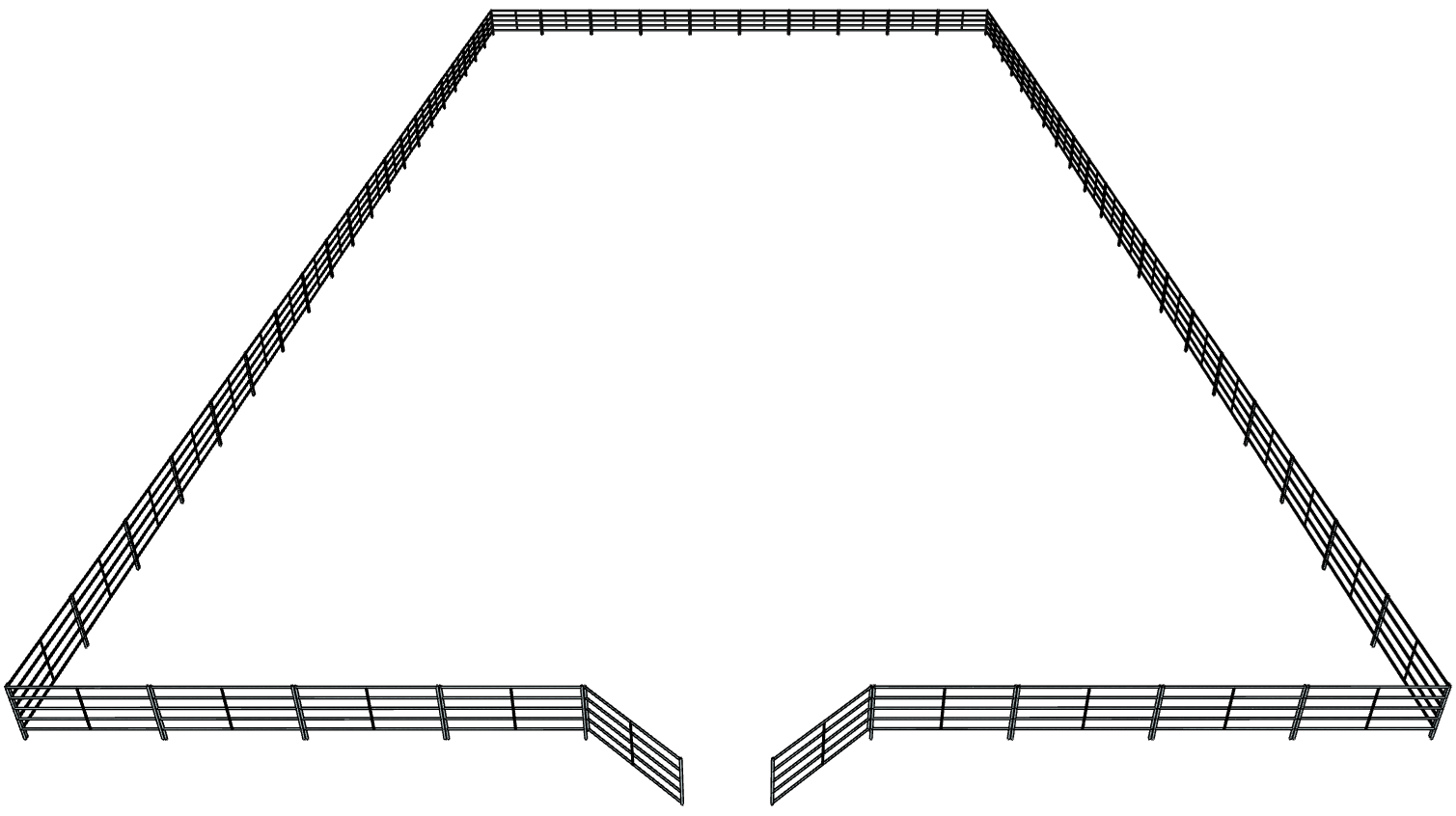 100ft x 200ft Galvanized Steel 5-Rail Horse Riding Arena Fence - Durable Outdoor Equestrian Training & Show Jumping Facility