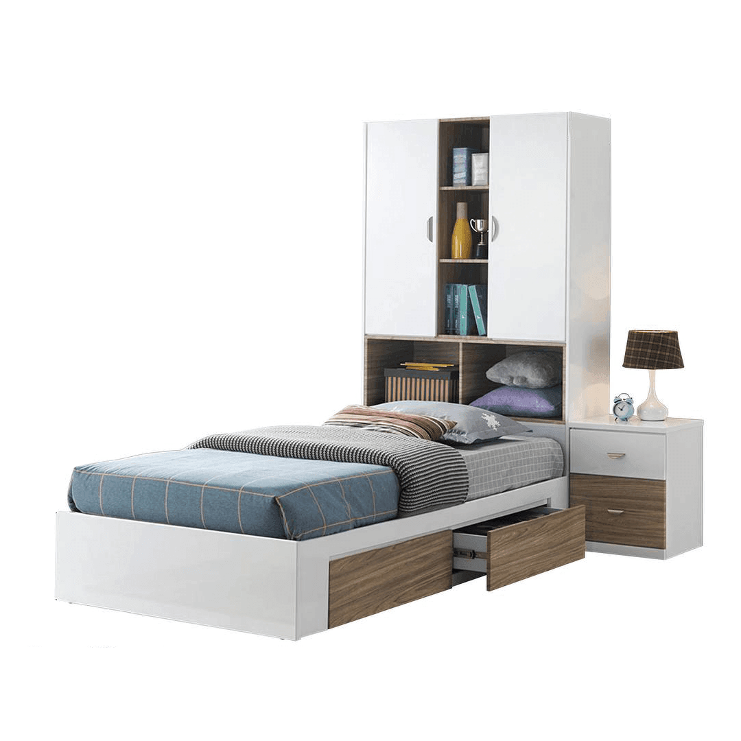Premium Hagen Bed Frame - Super Single Size, Sturdy Metal Platform with Wooden Slats for Optimal Support | Perfect for Small Bedrooms, Guest Rooms & Dormitories