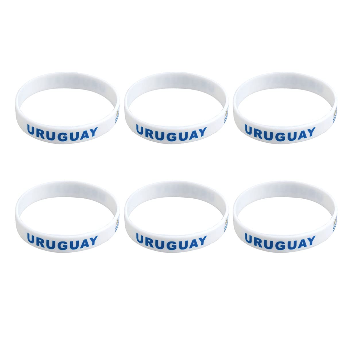 BESTOYARD 6-Pack Uruguay Flag Silicone Wristbands - Patriotic Rubber Bracelets for Sports Games, Football Matches & National Pride - Perfect for Fans, Races & International Events