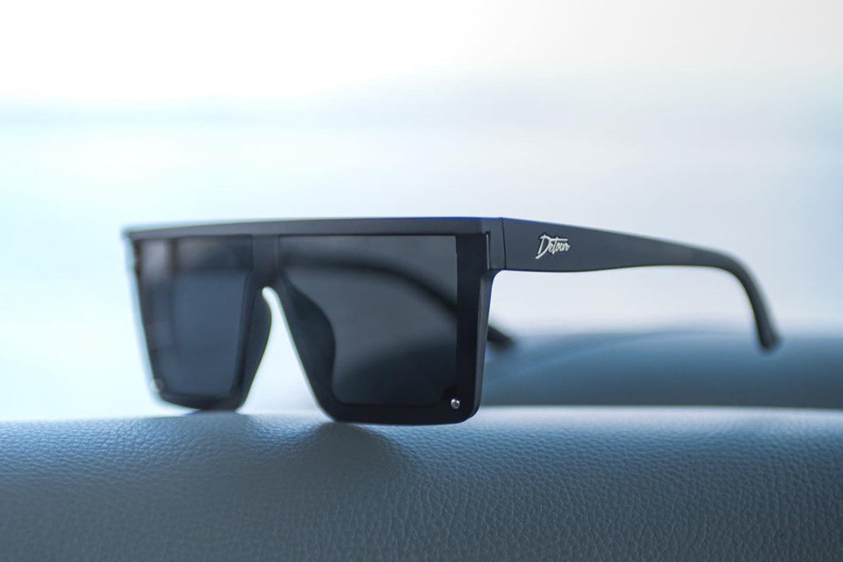 Tidal Wave XL Matte Black Sunglasses with Jet Black Polarized Lenses - UV Protection for Outdoor Sports & Driving