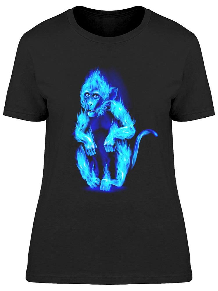 Smartprints Blue Fire Monkey Graphic T-Shirt for Women - Trendy Casual Tee for Everyday Wear, Street Style & Outings