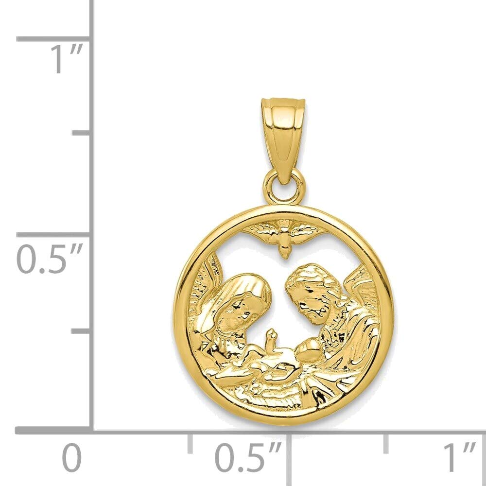 10K Yellow Gold Nativity Charm Pendant - Religious Jewelry for Christmas Gifts & Faith-Based Accessories