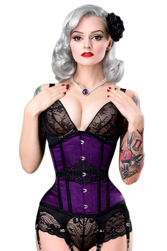 Intense Violet Steel Boned Corset for Women - Waist Training Corset with Adjustable Laces - Perfect for Cosplay, Burlesque & Victorian Fashion