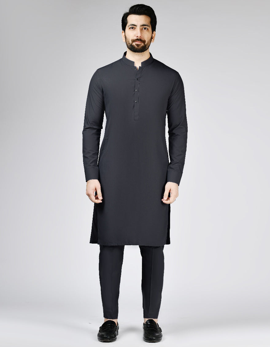 Stylish Blended Grey Kurta Trouser by J. Junaid Jamshed - Comfortable & Trendy Pakistani Ethnic Wear for Men - Perfect for Weddings, Eid & Formal Occasions