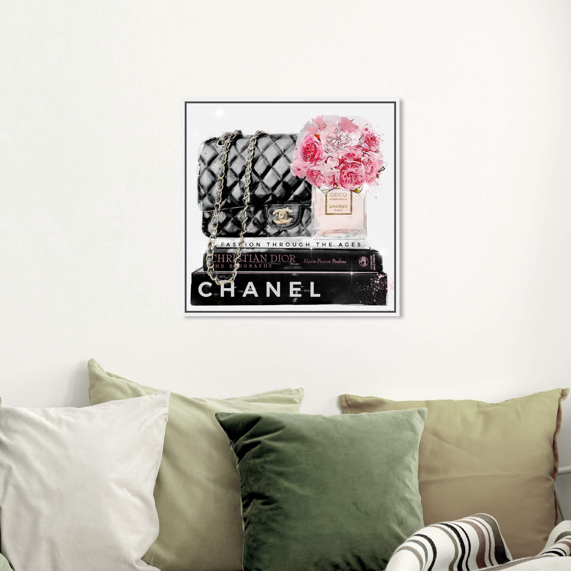 Elegant Essentials Paris Fashion Wall Art Canvas Print - 20x20 Inch Handbag Decor with White Floating Frame | Perfect for Living Room, Bedroom & Office Décor