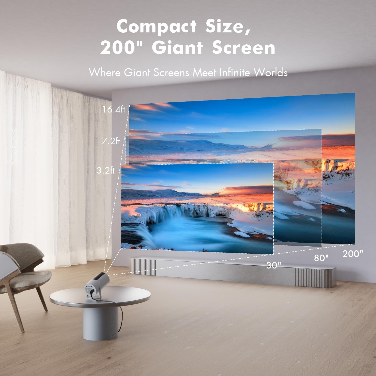 Tecaki Mini Portable Projector - Netflix Licensed 1080P/4K Support, AI Auto Keystone, WIFI6 & Bluetooth 5.2, 180° Rotatable for Home Theater & Outdoor Movies | Perfect for Camping, Backyard Nights & Bedroom Entertainment
