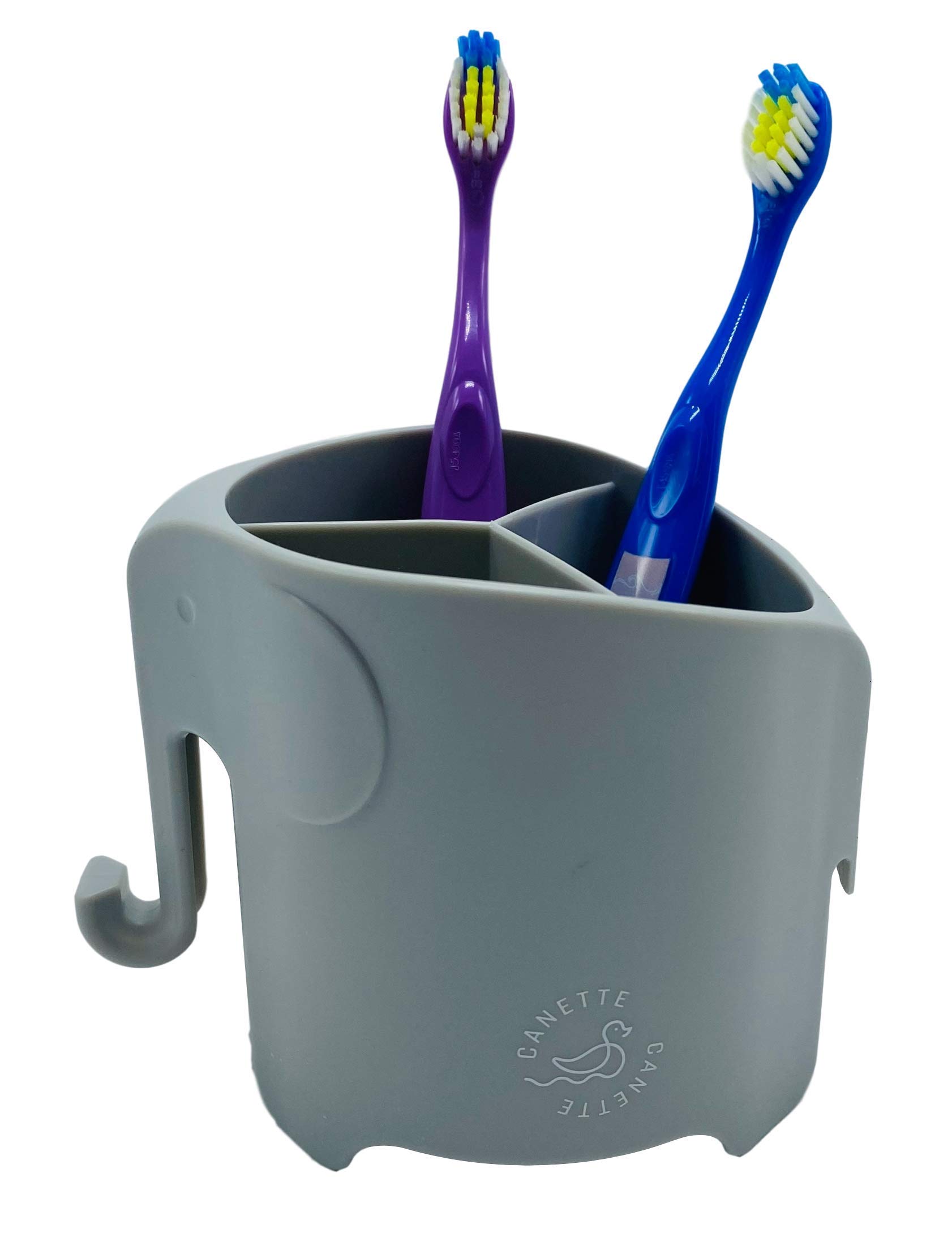 Elephant Toothbrush Holder - Cute Bathroom Organizer for Kids, Encourages Children to Love Brushing Teeth, Durable & Stylish Grey Toothbrush Stand - Perfect for Kids' Bathrooms, Sink Countertops & Travel