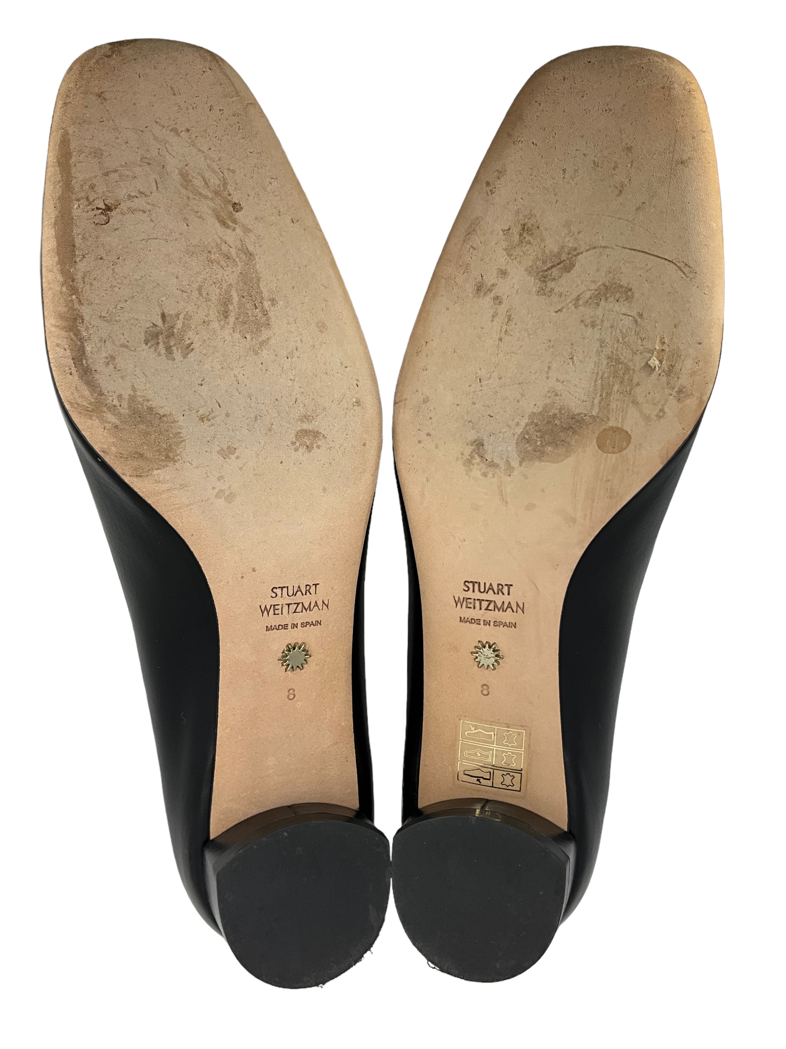 Stuart Weitzman Genuine Leather Ballet Flats for Women - Size 8 | Comfortable & Stylish Slip-On Shoes for Work, Travel & Everyday Wear