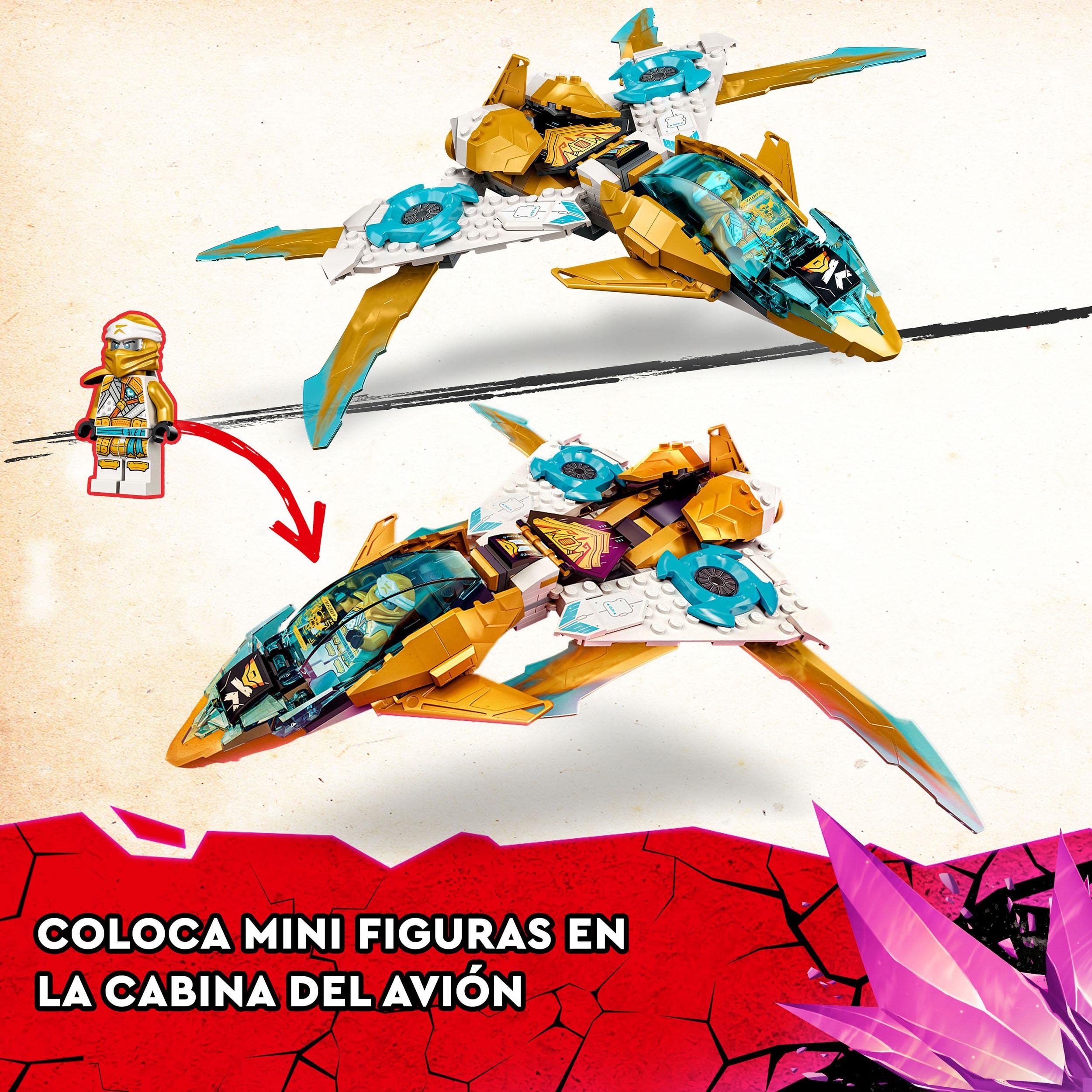 LEGO 71770 Ninjago Zane's Golden Dragon Reactor Toy Plane Building Kit for Kids Ages 7+ with Mini Action Figures - Inspired by Ninjago: Crystallized TV Series | Perfect for Creative Play, Birthday Gifts & Ninjago Fans