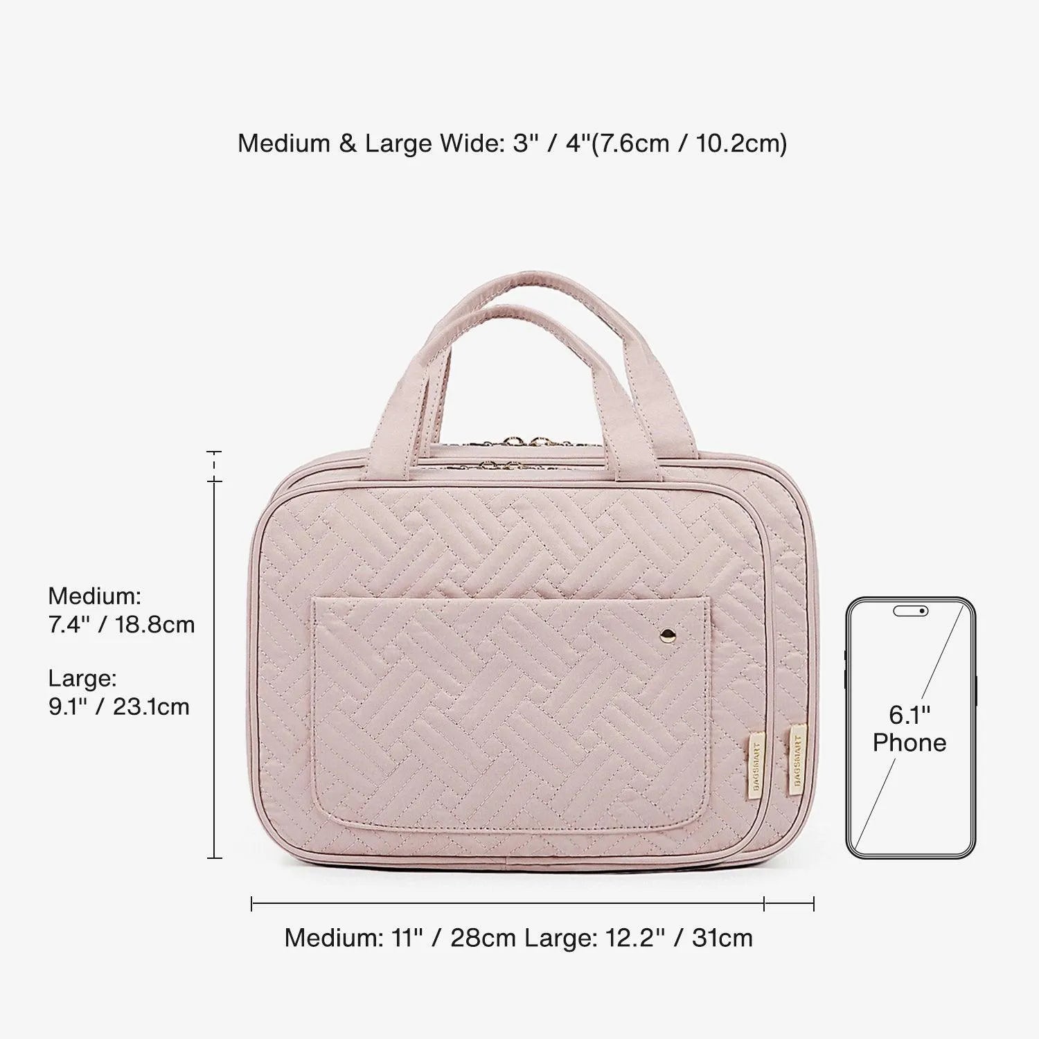 Bonchemin Pink Travel Toiletry Bag - Compact & Waterproof Cosmetic Organizer for Women - Perfect for Travel, Gym, and Daily Use