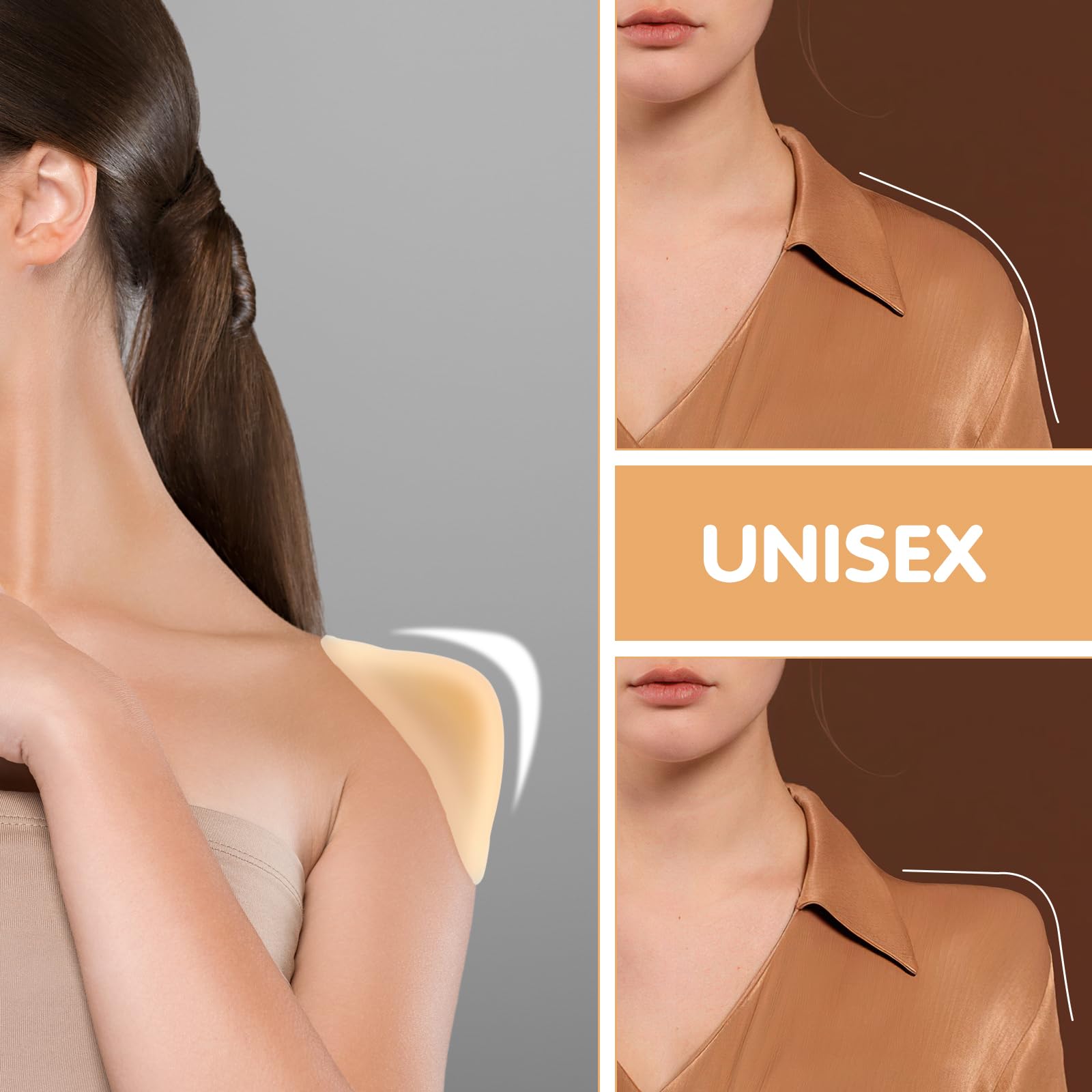 Anti-Slip Silicone Shoulder Pads for Women - Invisible Push-Up Shoulder Enhancers, Breathable & Reusable (1 Pair, Cream) | Perfect for Dresses, Tops & Formal Wear to Improve Posture & Outfit Fit