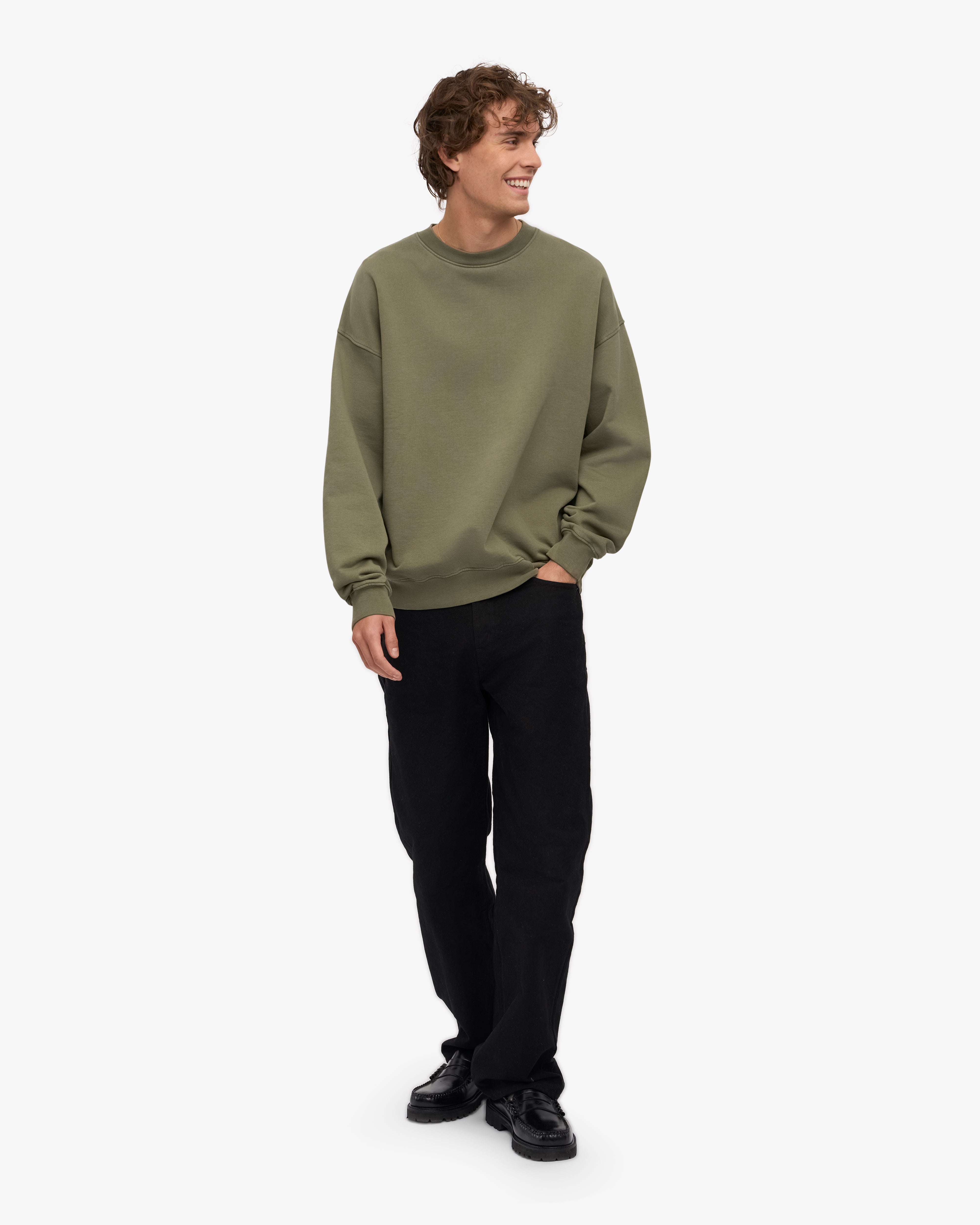 Organic Oversized Crewneck Sweatshirt for Women - Soft & Comfortable Dusty Olive Pullover for Casual Wear, Loungewear & Street Style