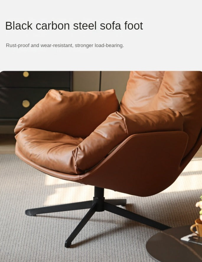 Luxury Italian Organic Leather Swivel Sofa Chair - Modern Living Room, Office & Lounge Seating for Home Decor