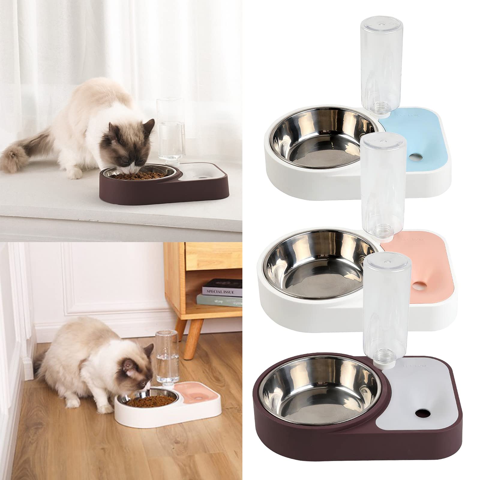 Automatic Pet Water & Food Bowl Set - SECRET DESIRE Dog Cat Bowls with Water Bottle Dispenser | Perfect for Home, Travel & Office Use