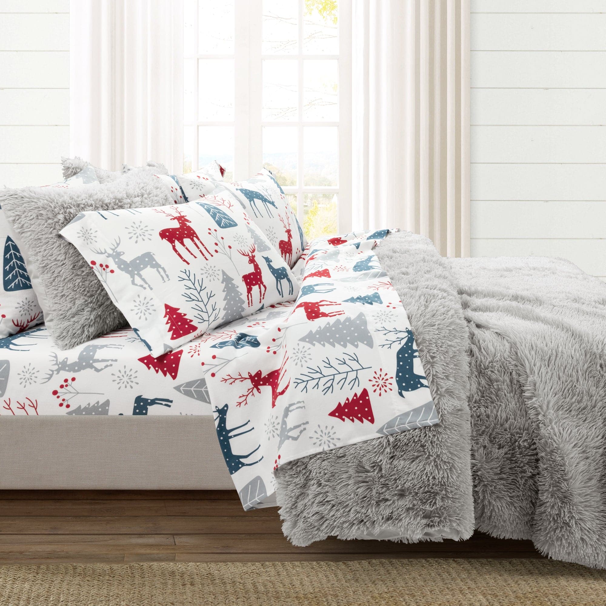 Emma Faux Fur Comforter Set - Soft & Luxurious Bedding Collection for Winter - Queen/King Size - Perfect for Cozy Bedrooms, Guest Rooms & Winter Home Decor