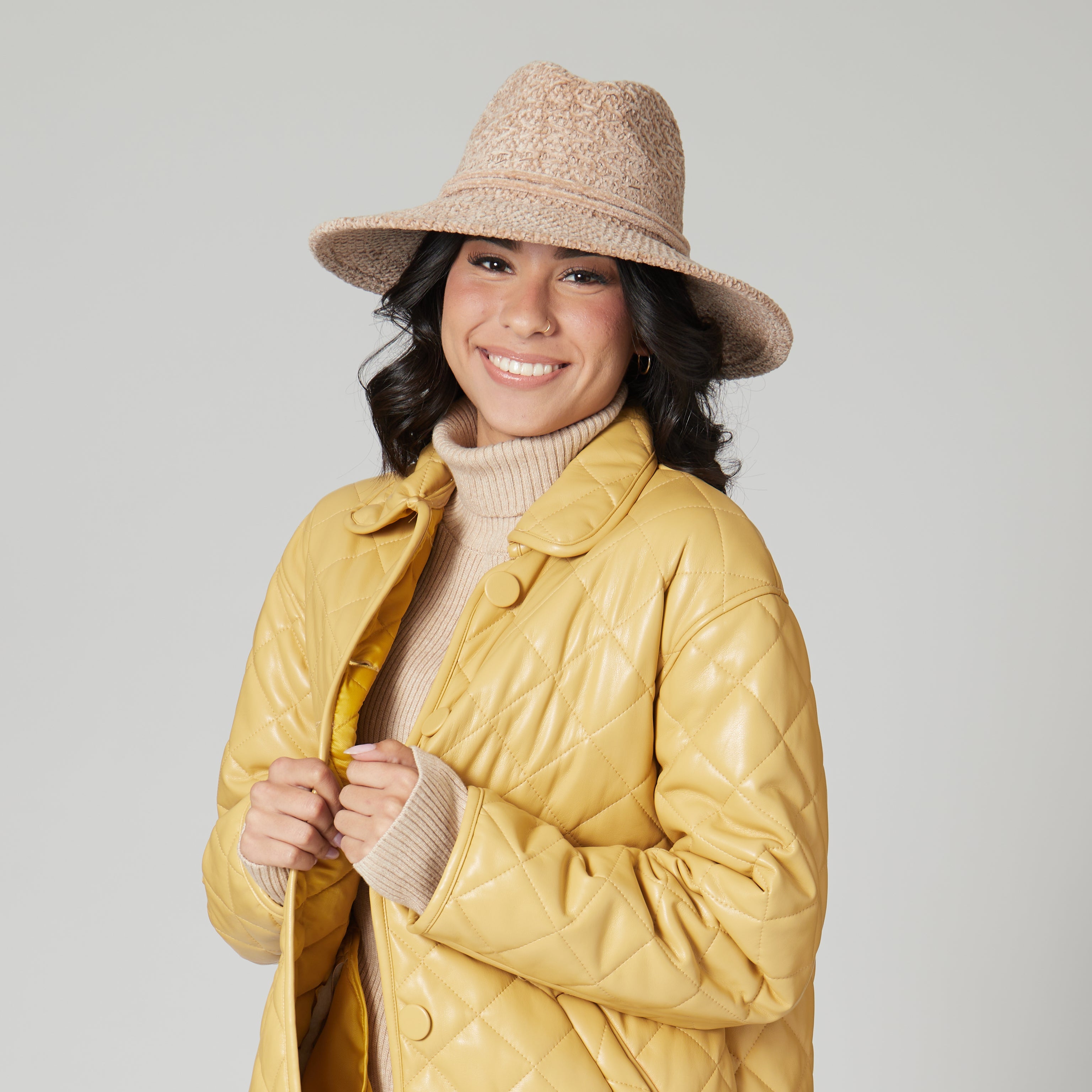 Women's Soft Chenille Knit Wide Brim Fedora Hat - Stylish Winter Beanie for Outdoor Activities & Fashion Accessories