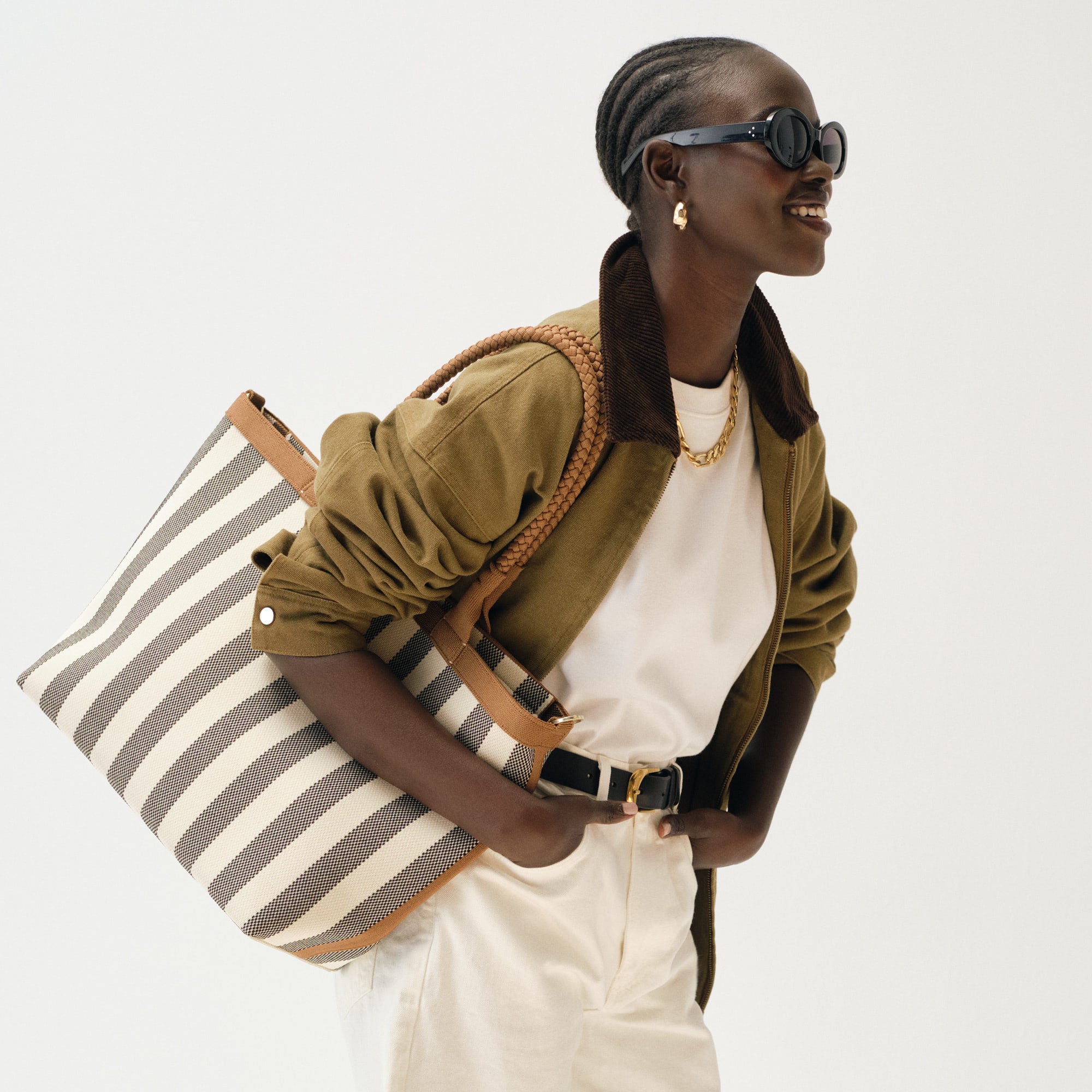 Lightweight Zip Tote Bag - Cabana Stripe Beach Tote with Secure Zipper Closure - Perfect for Beach, Pool, Travel & Shopping