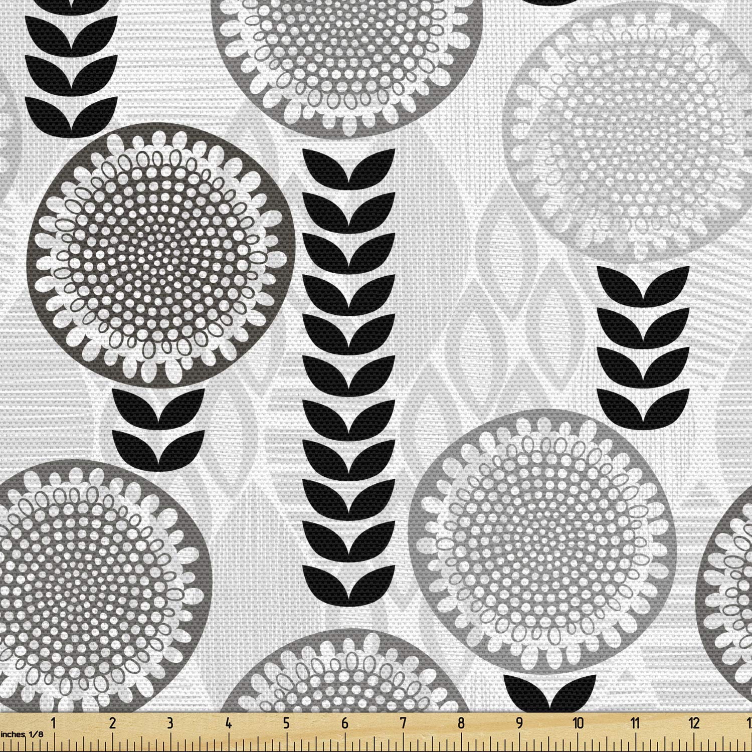 Ambesonne Floral Fabric by The Yard - Grey Abstract Flower & Foliage Print - Decorative Upholstery Fabric for Sofa, Curtains, Pillows & Home Decor - Perfect for Spring Home Accents & DIY Craft Projects