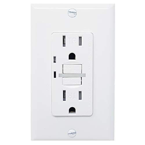 15A 120V GFCI Outlet with LED Night Light - Tamper Resistant, UL Listed Duplex Receptacle - Includes Wall Plates & Screws (White, 1 Pack) - Perfect for Bedrooms, Bathrooms & Home Safety