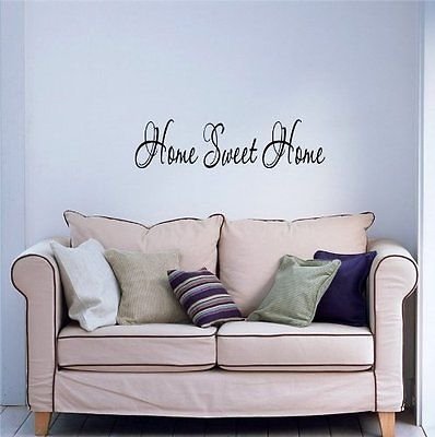 Wall Vinyl Sticker Decal - Home Sweet Home Words Art Mural for Room Decor, Nursery, Bedroom & Office - Cute Design A586 | Perfect for Home Improvement, DIY Projects & Gift Giving
