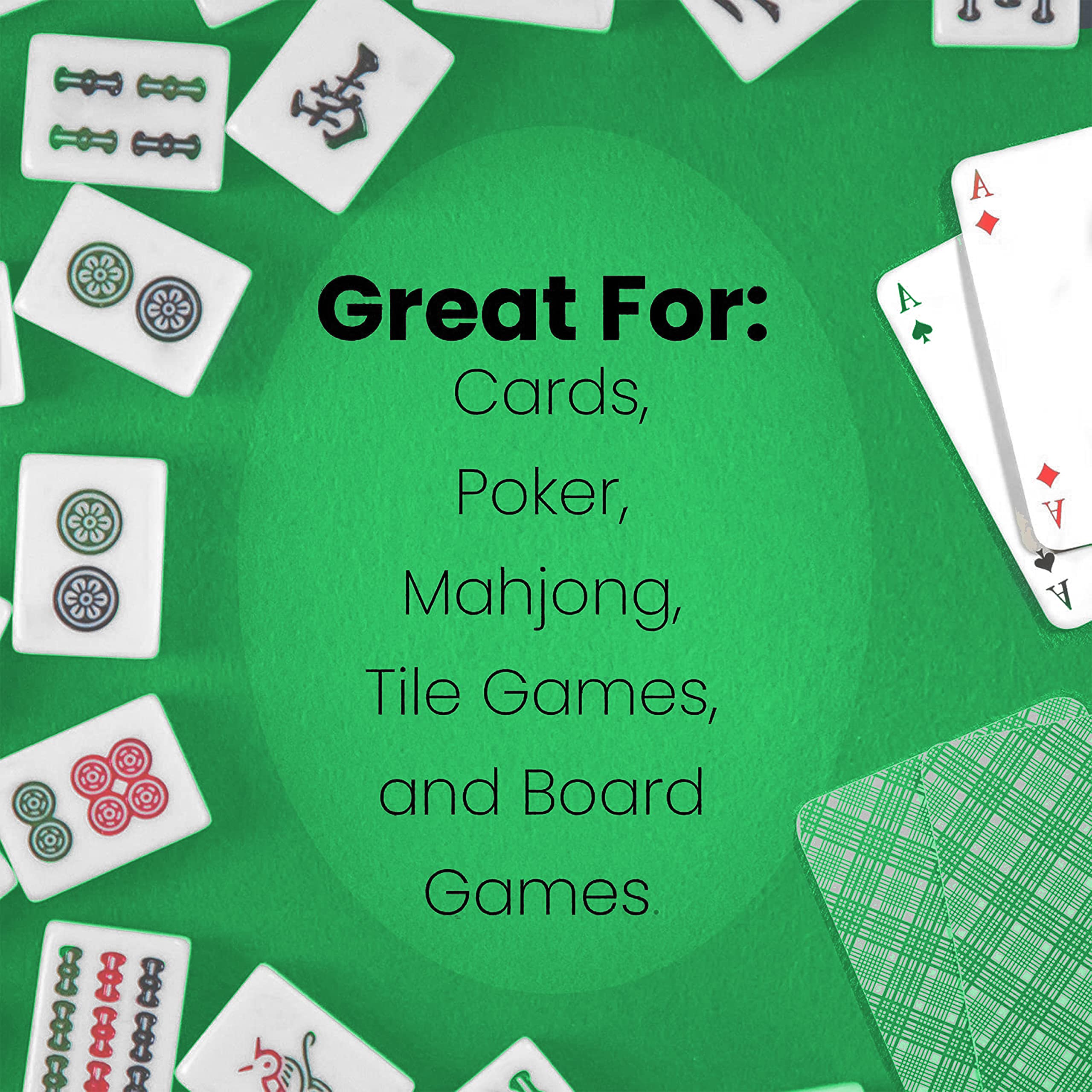 Premium Elastic Felt Card Game Table Cover for Poker, Mahjong, Dominoes & Board Games - Fits 48x68 Inch Oval Tables (Green) - Perfect for Game Nights, Casino Parties & Family Gatherings