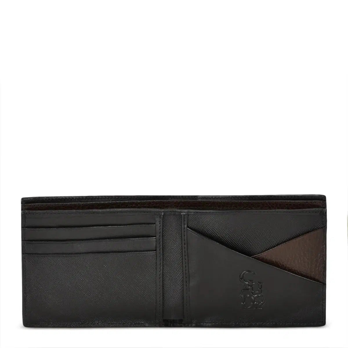 Premium Men's Bi-Fold Wallet - Genuine Stingray & Deer Leather - Black Fashion Cuadra BC012MA - Perfect for Everyday Use & Gift Giving