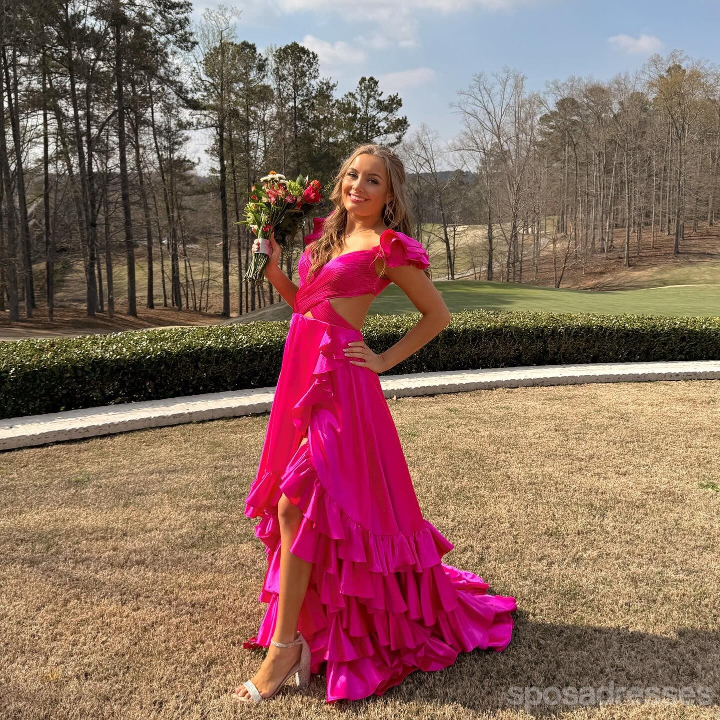 Elegant Hot Pink A-Line Maxi Long Prom Dress for Women - Perfect for Evening Parties, Formal Events & Special Occasions