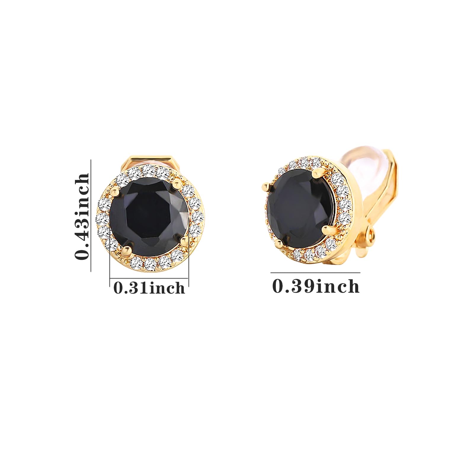 NEWITIN 8 Pairs Clip On Halo Earrings for Women - Crystal & Cubic Zirconia Stud Earrings - Non Piercing Fashion Jewelry for Wedding, Party & Special Occasions