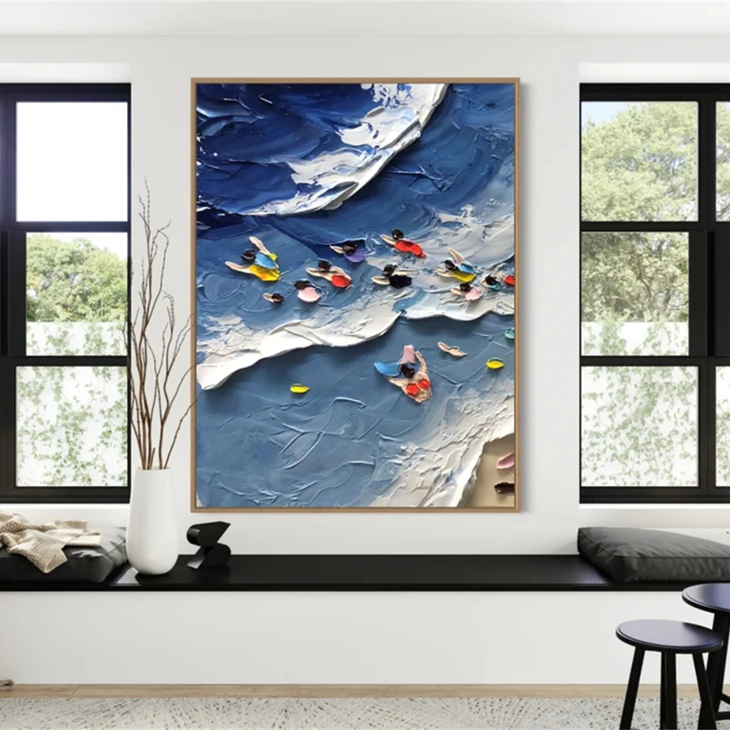 Seascape and Snowy Peak Landscape Painting #SP029 - Perfect for Home Decor, Office Wall Art, and Gift Ideas
