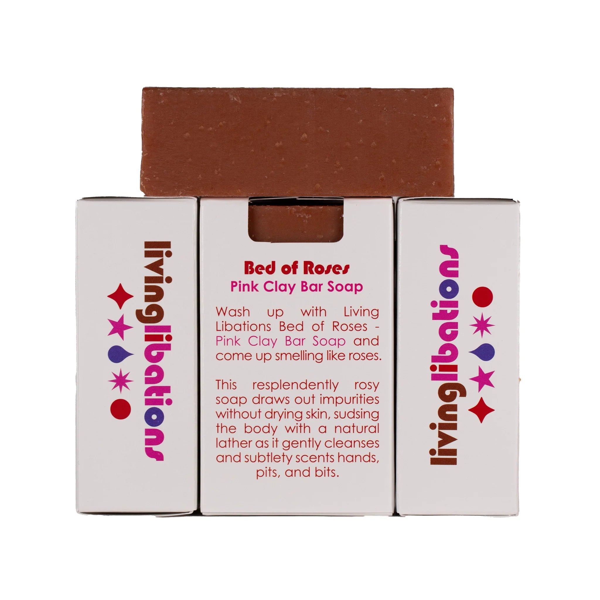 Pink Clay Bar Soap for Face & Body - Natural Skincare with Rose Petals | Gentle Exfoliating & Deep Cleansing for Acne, Blackheads & Glowing Skin | Perfect for Daily Shower & Spa Day