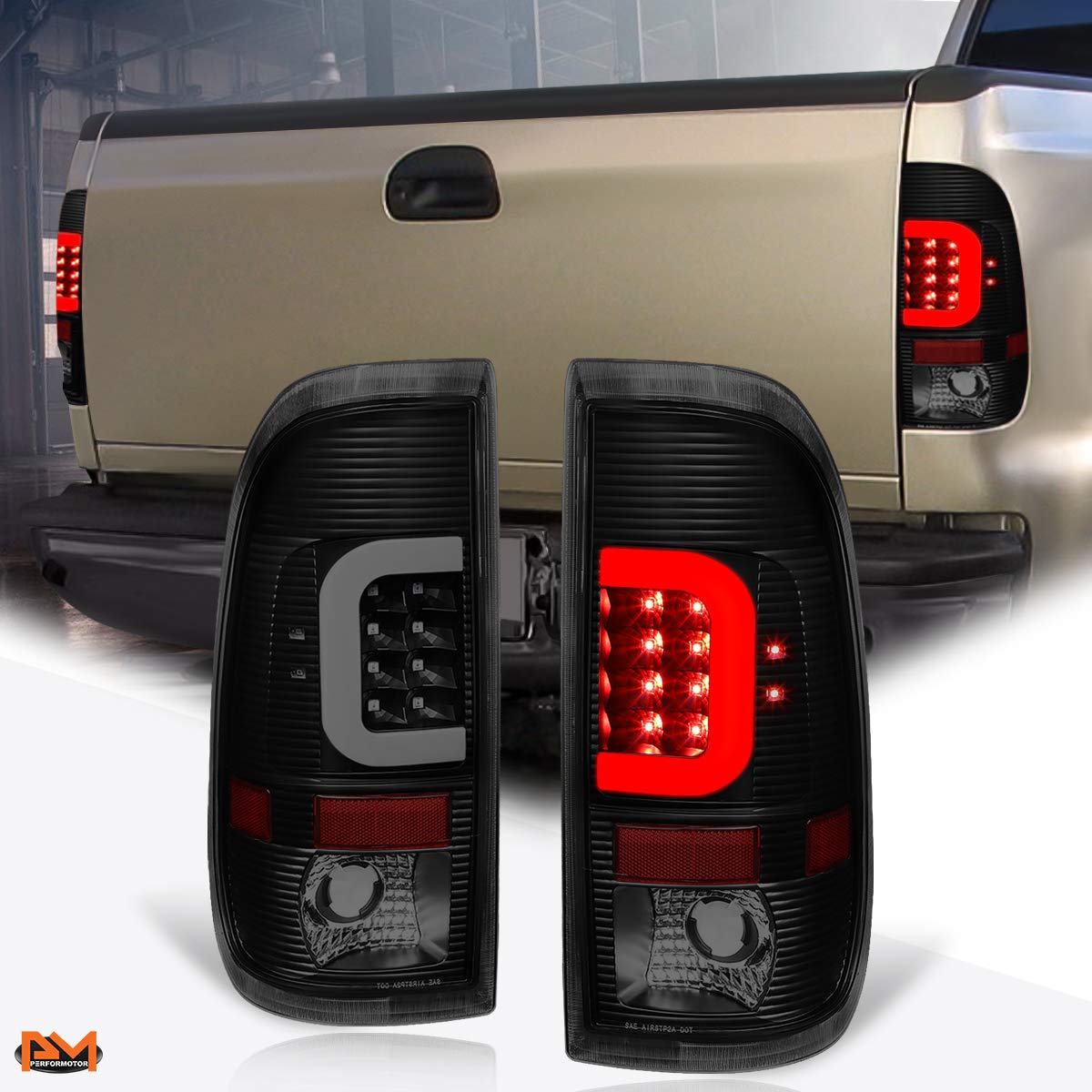 3D LED C-Bar Tail Light Rear Brake/Reverse Lamp Tinted for 1997-2007 Ford Super Duty F250 F350 - Durable Waterproof Design for Off-Road & Night Driving