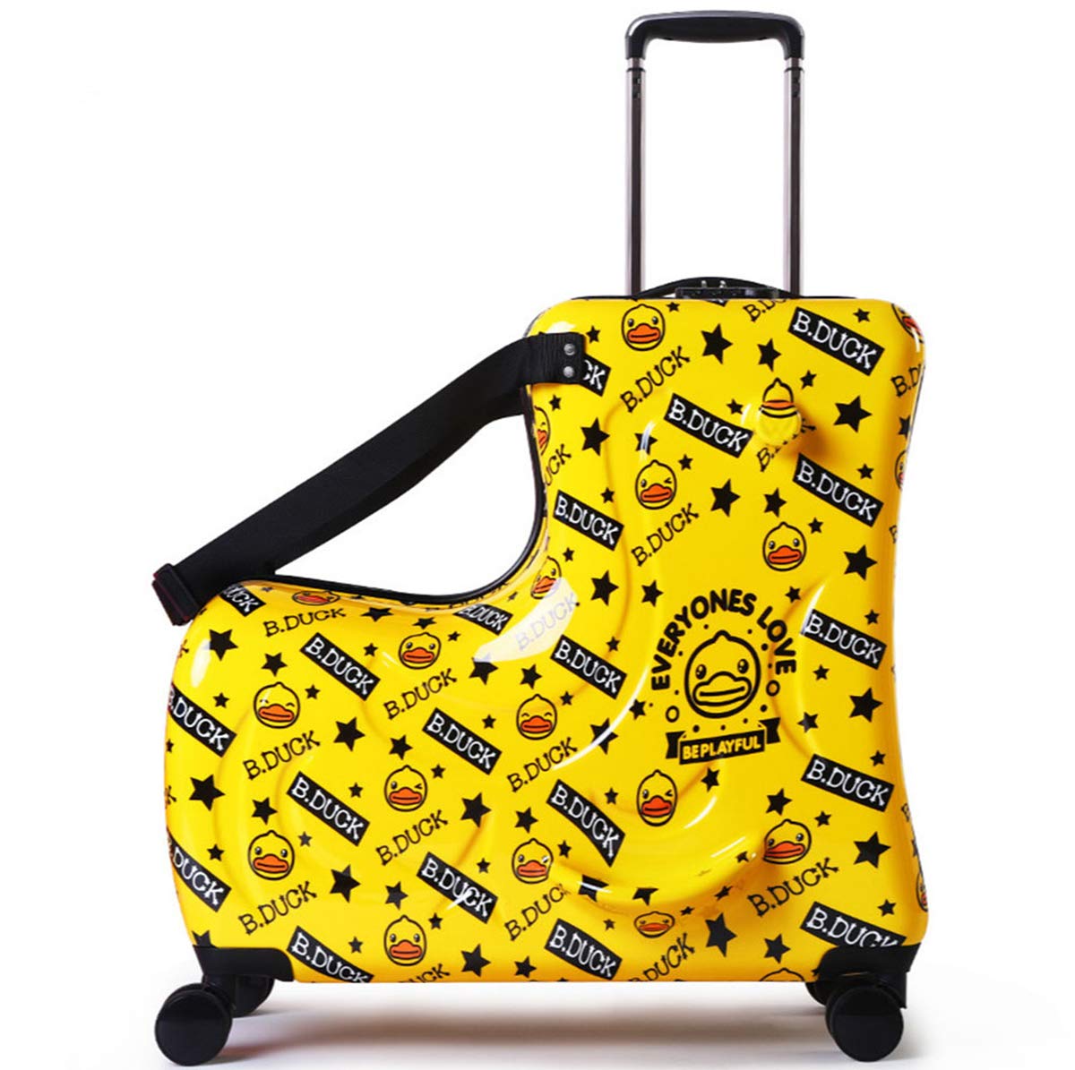 Portable Kids Travel Luggage - Thickened Trolley Suitcase for Boys & Girls (Yellow Duck Design, 24 Inch) - Perfect for Airplane Trips, Family Vacations & School Use