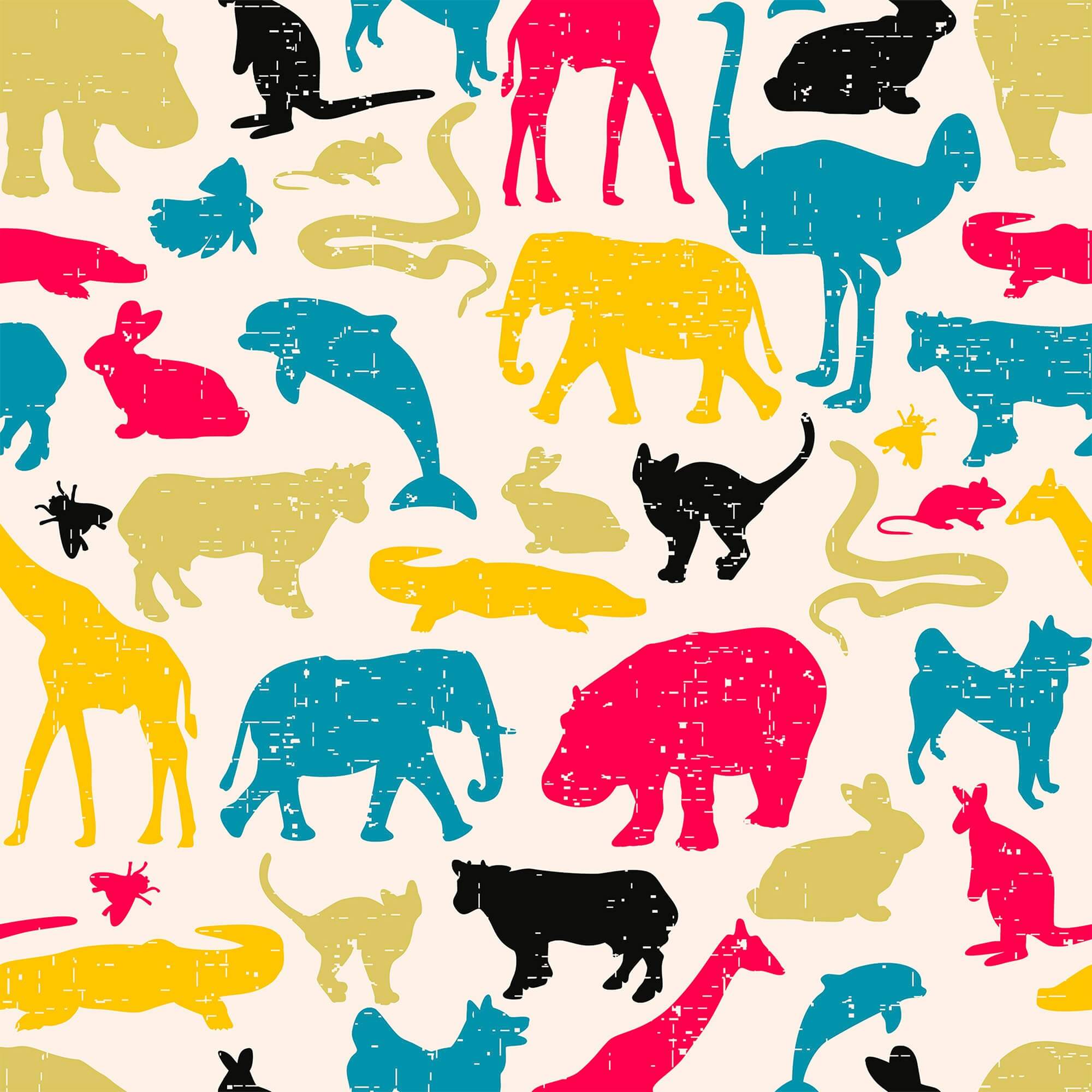 Blue and Fuchsia Animal Print Peel & Stick Removable Wallpaper for Kids' Room - 1920 Self-Adhesive Wall Decor for Nursery, Playroom & Bedroom