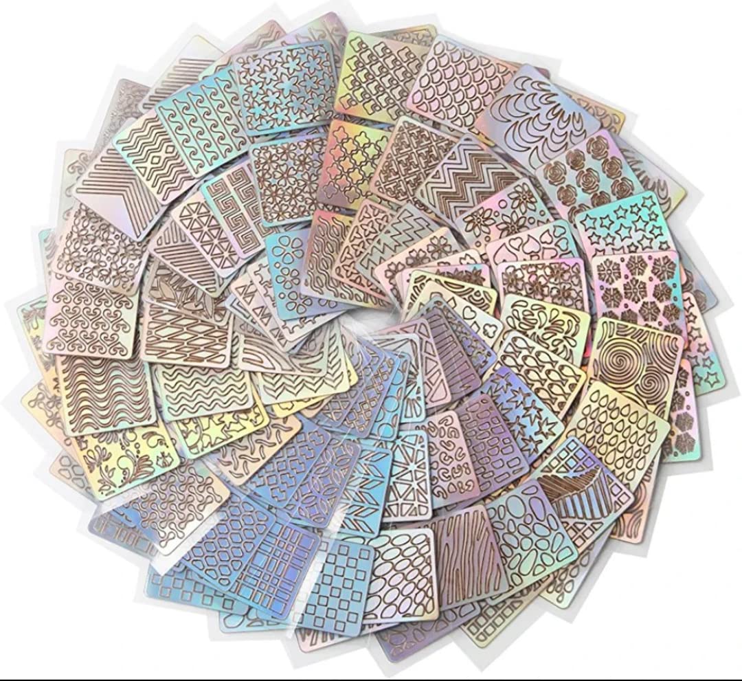 Waterproof Self-Adhesive Nail Art Stencils - 50pcs Reusable Manicure Stickers for DIY Nail Designs - Perfect for Home Salon, Nail Parties & Professional Use
