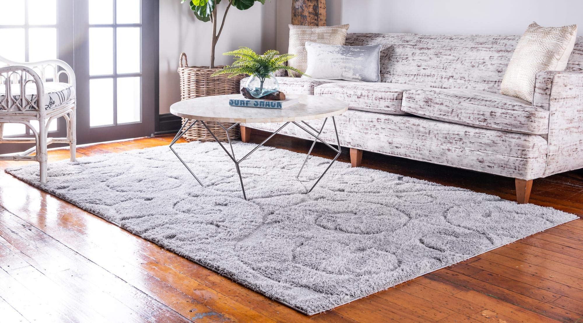 Botanical Shag Collection Rug – 9' x 12' Gray Shaggy Area Rug | Soft Plush Floor Carpet for Living Room, Bedroom & Nursery | Eco-Friendly Home Decor for Cozy Spaces & Modern Interiors