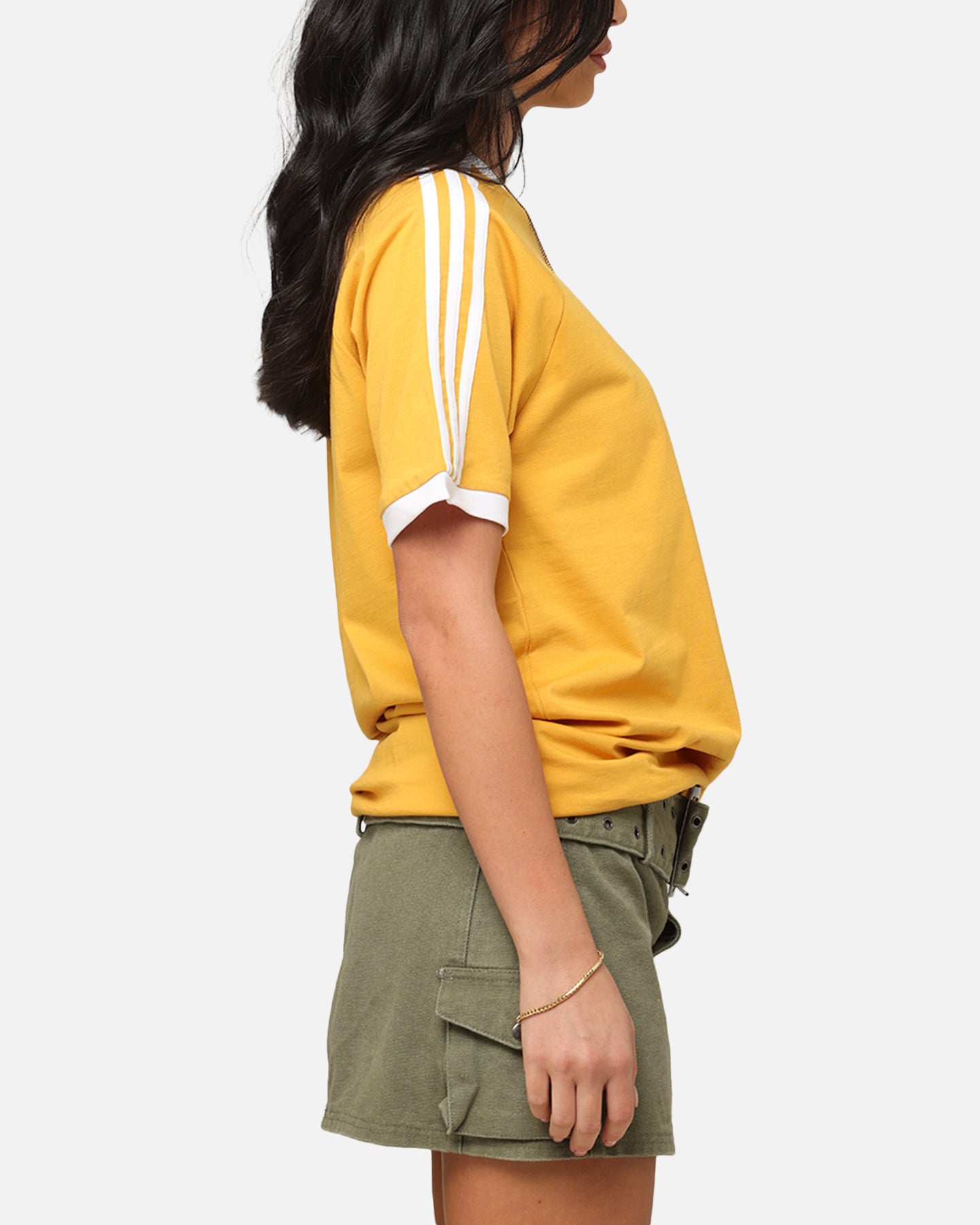 Adidas Originals 3-Stripes Classic T-Shirt for Men - Yellow Cotton Crewneck Tee - Casual Streetwear & Gym Workout Shirt