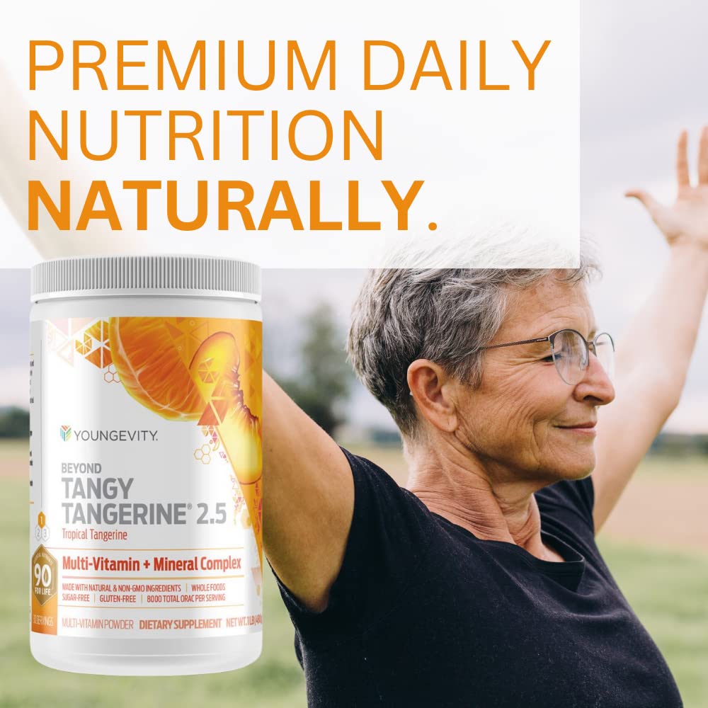 Youngevity Beyond Tangy Tangerine 2.5 Tropical Tangerine Ultimate Multi-Vitamin & Mineral Complex - Natural Whole Food Supplement with 8,000 ORAC | Immune Support, Energy Boost, Daily Wellness for Active Lifestyles