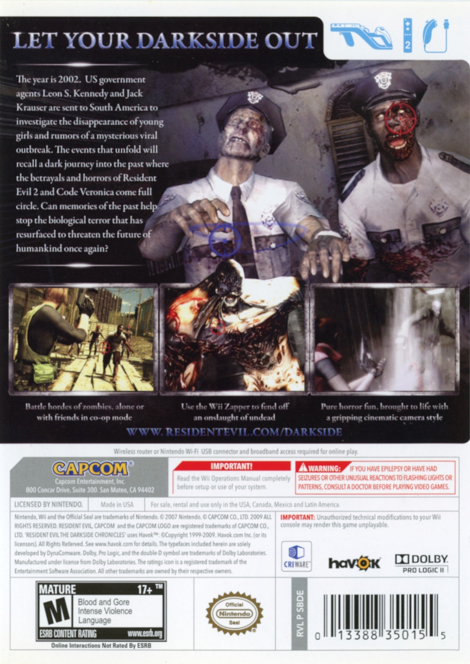 Resident Evil: The Darkside Chronicles - Action Horror Video Game for PS3 & Wii | Survival Zombie Shooter Adventure | Perfect for Horror Game Nights & Survival Horror Fans