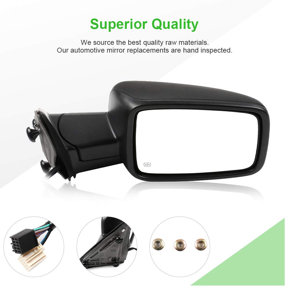 SCITOO Passenger Side View Mirror Replacement for Dodge Ram 1500/2500/3500 (2009-2015) - Right Side Mirror CH1321303 - Perfect for Off-Roading, Towing & Daily Driving