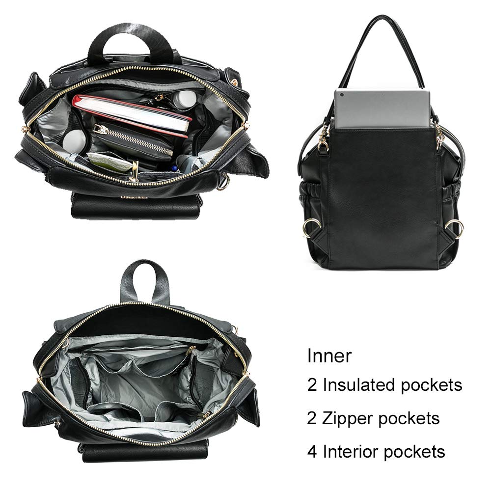 Miss Fong Genuine Leather Mini Diaper Bag Backpack - Stylish Small Crossbody Purse with Stroller Organizer Pockets | Perfect for Moms, Baby Essentials & On-the-Go Parenting