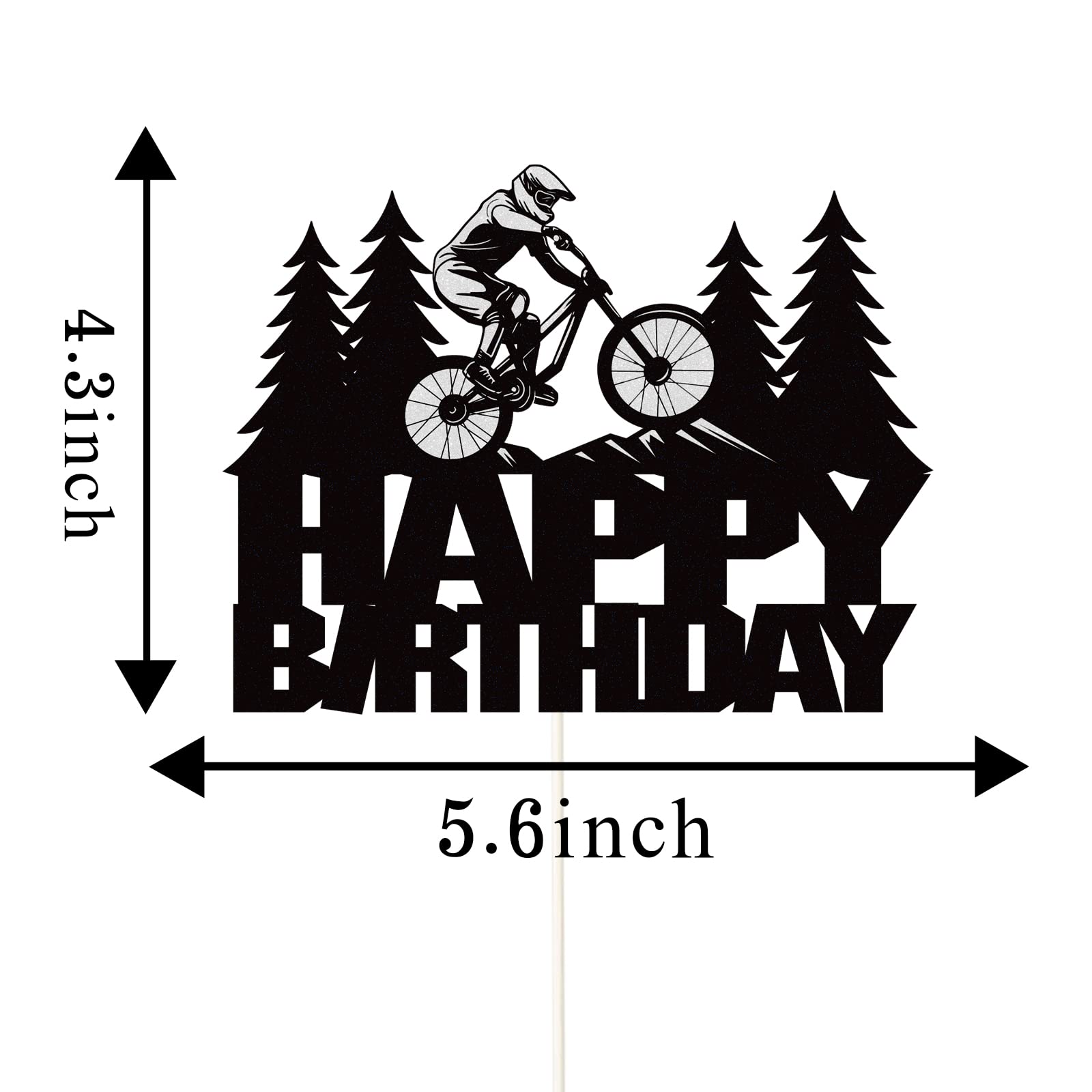 WHPCT Bicycle Birthday Cake Topper - Happy Birthday Mountain Bike Decorations for Cycling Enthusiasts | Perfect for Bike-Themed Birthday Cakes, Cycling Party Decor & Biker Gifts