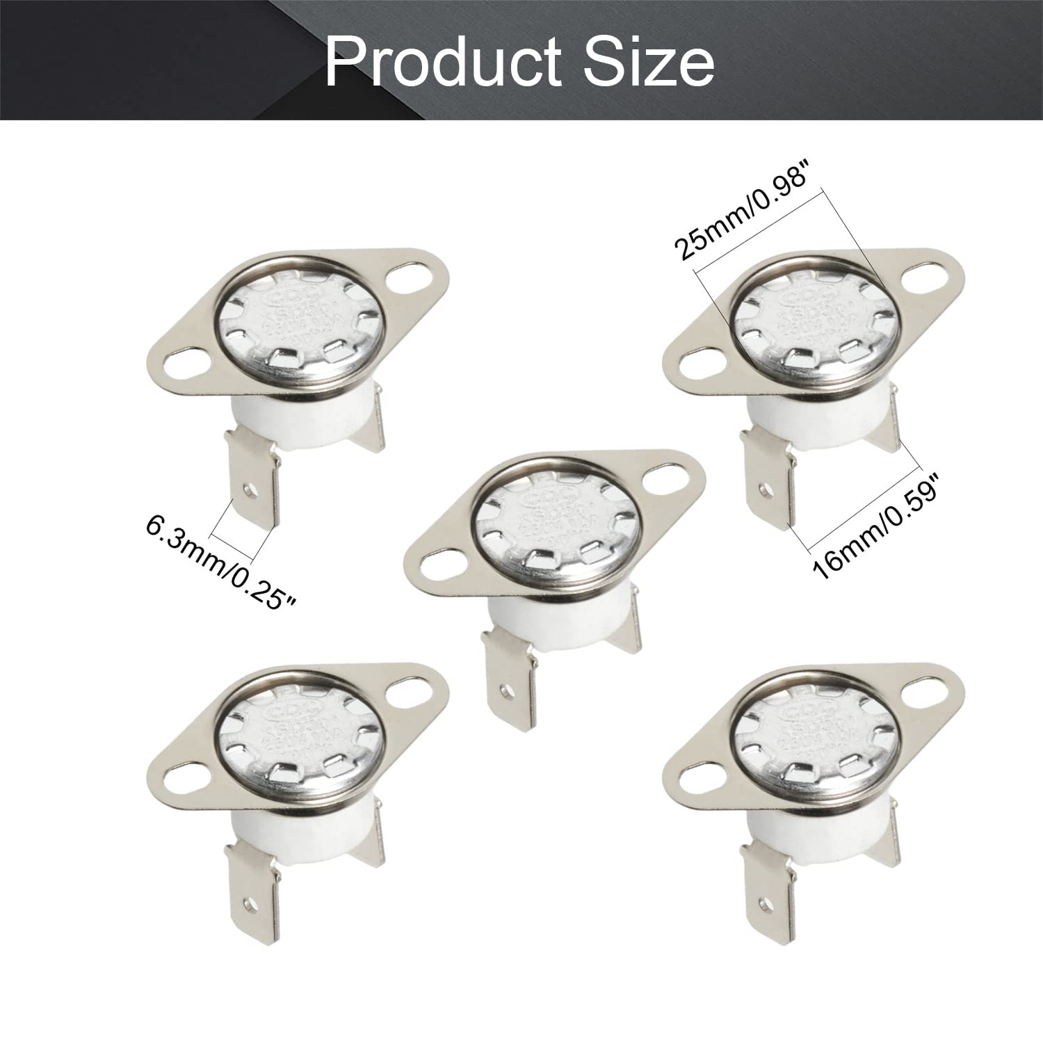 Fielect 5Pcs KSD301 Thermostat 160°C/320°F NC Adjustable Snap Disc Limit Control Switch - Thermal Protection for Microwave, Coffee Maker & Home Appliances | High Temp Safety Switch