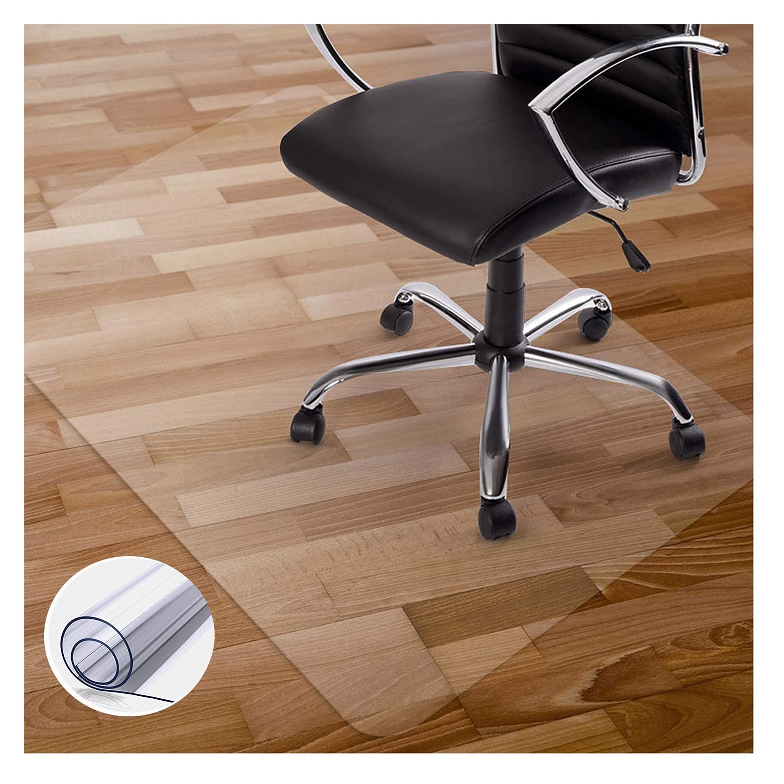 Transparent PVC Hard Floor Protector Mat for Office Chairs - Rectangle Desk Chair Mat for Hardwood & Tile Floors (1.5mm Thick, 12x24 Inches/30.5x61cm) - Perfect for Home Office, Computer Workstations & Rolling Chairs