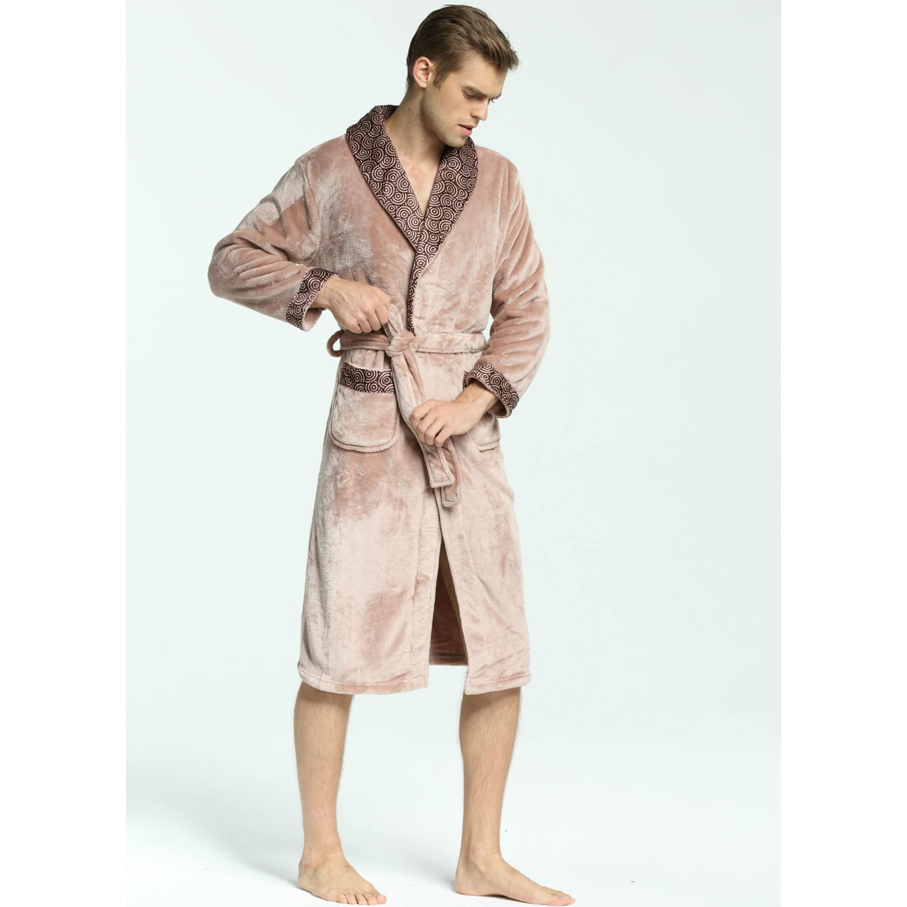 WIITON Men's Flannel Kimono Robe - Soft Plush Sleepwear & Bathrobe for Lounge, Spa, and Home - Plus Size Comfortable Dressing Gown for Relaxation & Sleep