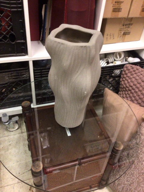 Bo Concepts Grey Water Ripple Ceramic Large Vase - Modern Home Decor for Living Room, Dining Table & Office Centerpiece