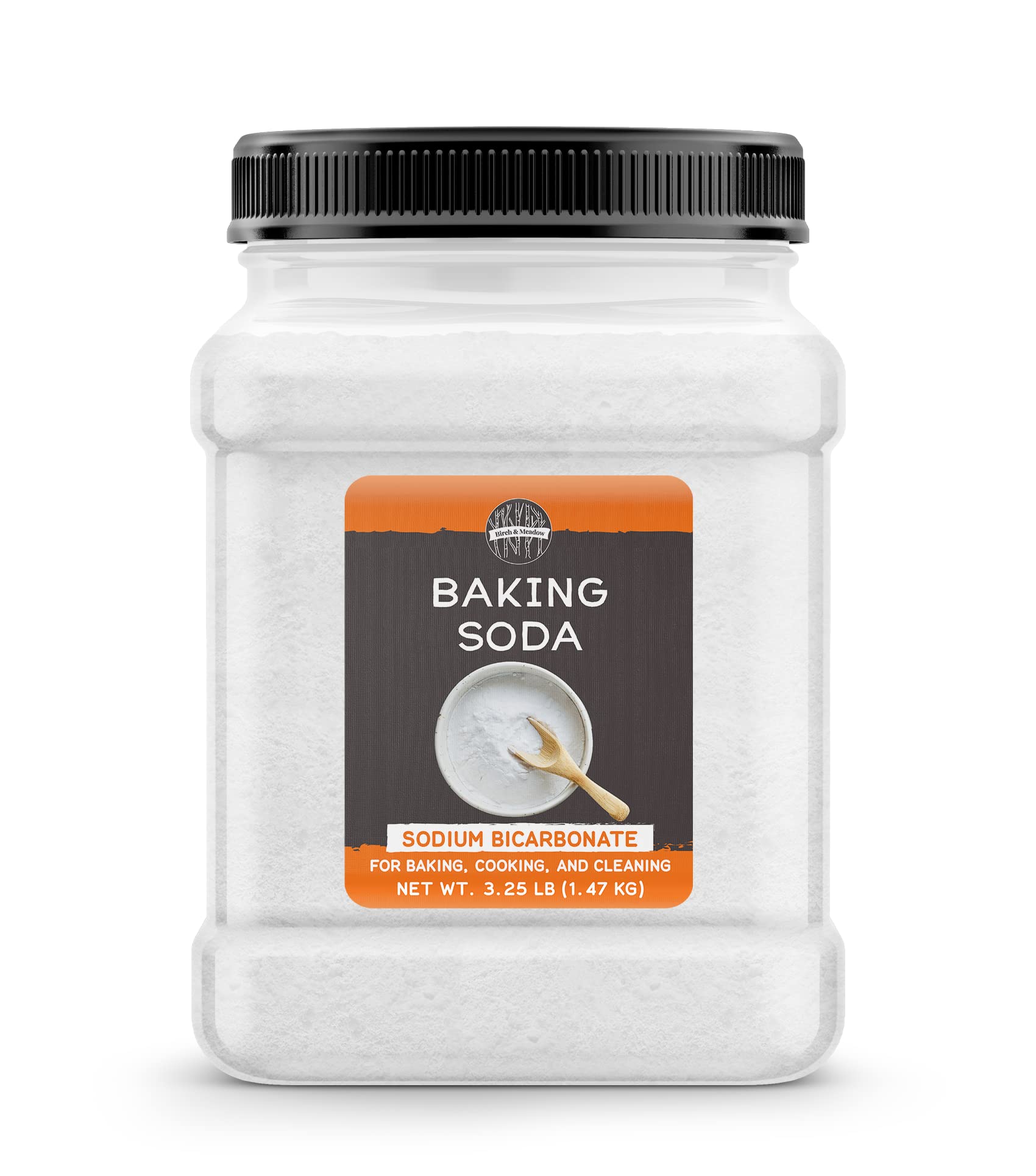 Organic Birch & Meadow Baking Soda - 3.25lb Pure Sodium Bicarbonate for Cooking, Baking, Cleaning & Deodorizing - Natural Kitchen & Household Essential for Refrigerator, Laundry & DIY Cleaning Products
